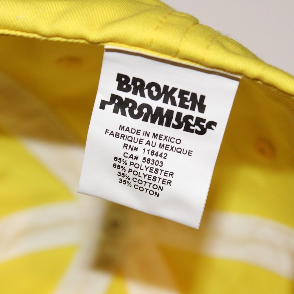Bright Yellow Broken Promises Dad Hat with Embroidered B&W Checkered Scorpion - Picture 4 of 5